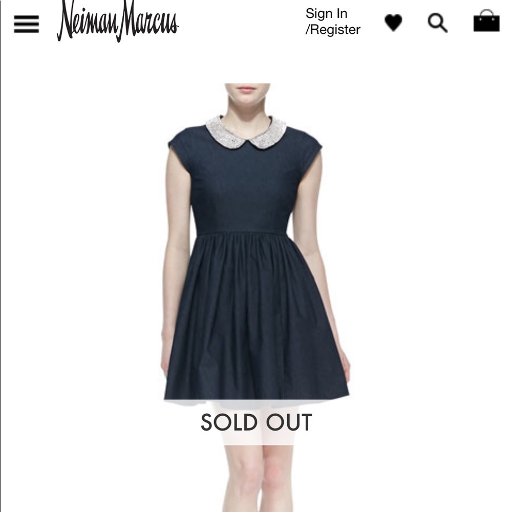 Kate Spade Denim Rhinestone Collar Dress